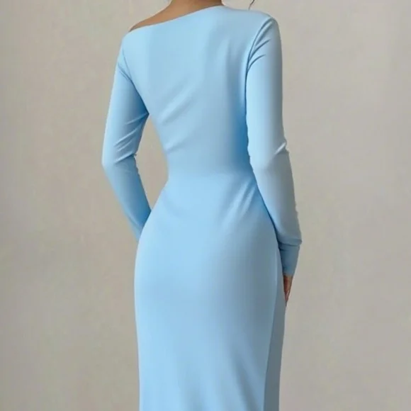 Neriah One-Shoulder Maxi Dress - Sky Blue - Picture 4 of 8